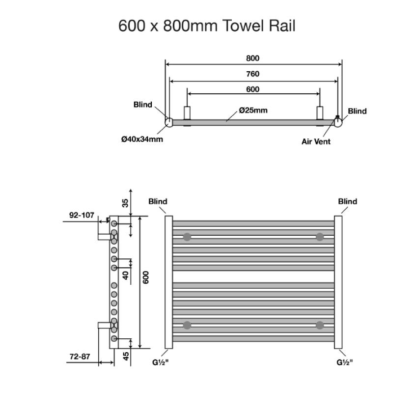 Tissino Ladder Rails Tissino Hugo2 Designer Towel Radiator in Matt Black