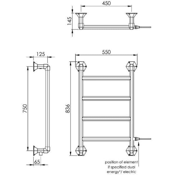 Vogue Traditional Towel Radiators Vogue Art Moderne Straight Wall Mounted Traditional Towel Radiator in Chrome