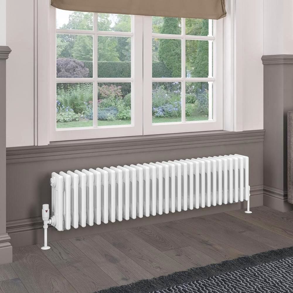Eastbrook Column Radiator Eastbrook Rivassa Traditional 4 Column Radiator in Gloss White 300 x 1373 / Dual Fuel