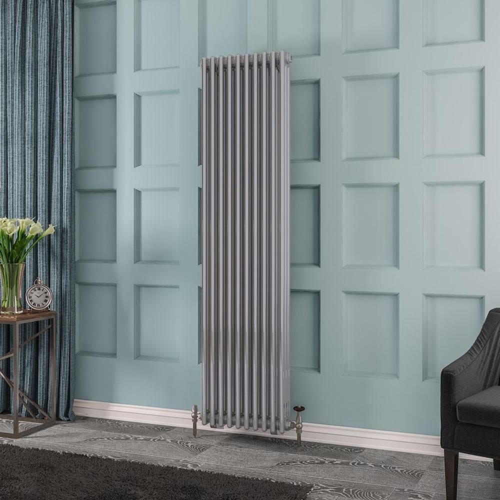 Eastbrook Column Radiator Eastbrook Rivassa Traditional 3 Column Radiator in Chrome Effect 1800 x 473 / Central Heating