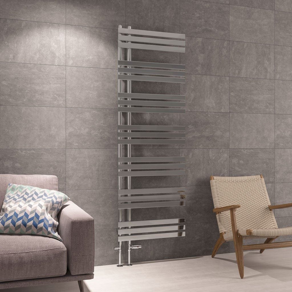 Eastbrook Designer Towel Radiators Eastbrook Leonardo Straight Vertical Heated Towel Rail in Chrome 1800 x 600mm / Dual Fuel