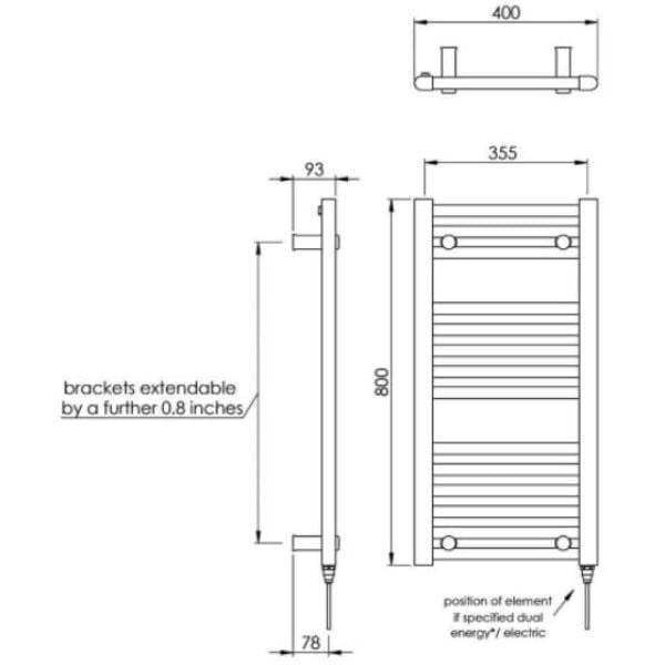 Vogue Ladder Rails Vogue Focus Straight Towel Rail in White