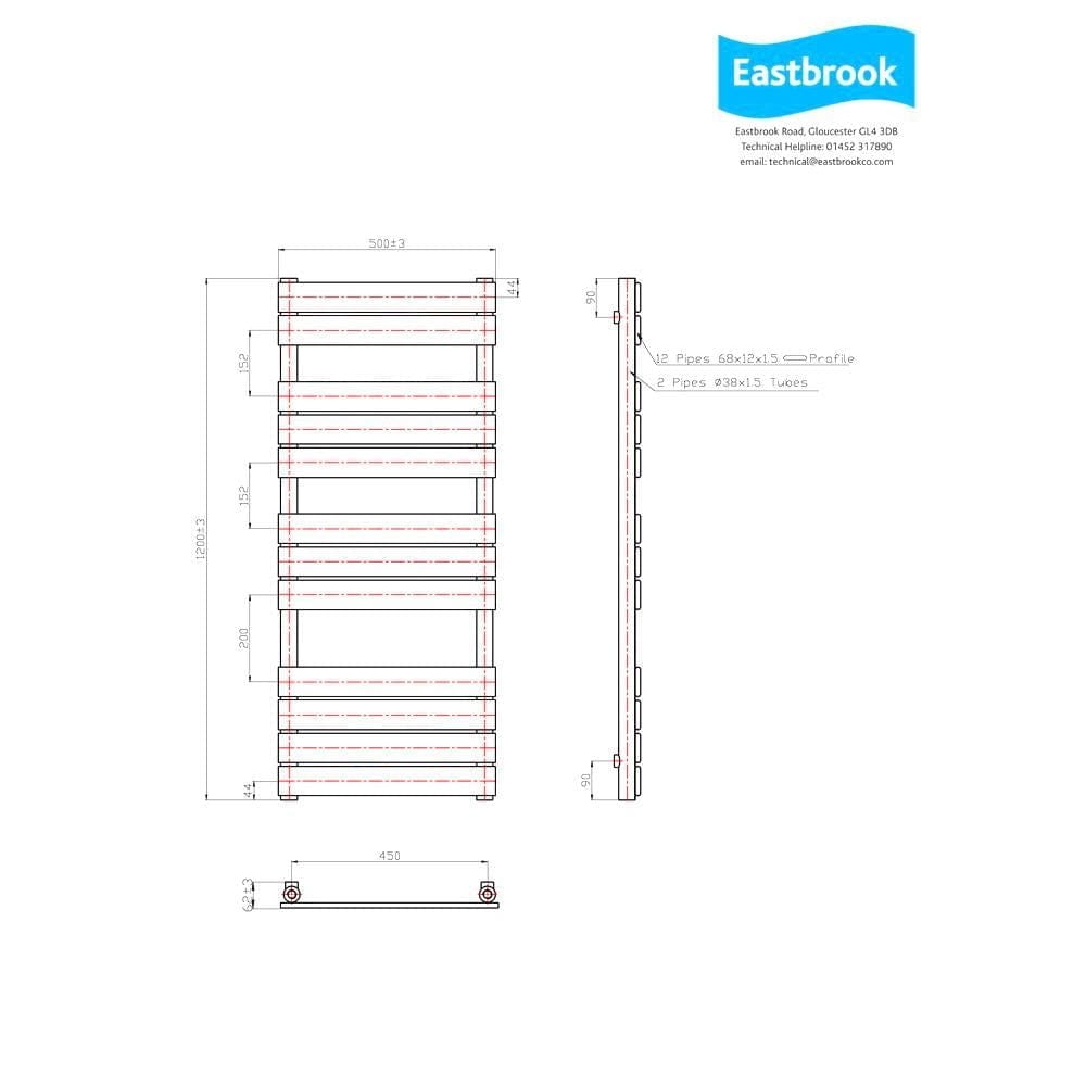 Eastbrook Designer Towel Rail Eastbrook Staverton Tube on Tube Straight Vertical Heated Towel Rail in Chrome