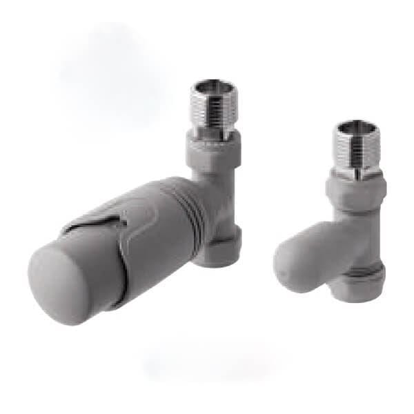 Totally Rads Eastbrook Biava Thermostatic Straight Radiator Valve and Lockshield - Matt Grey - 41.3026