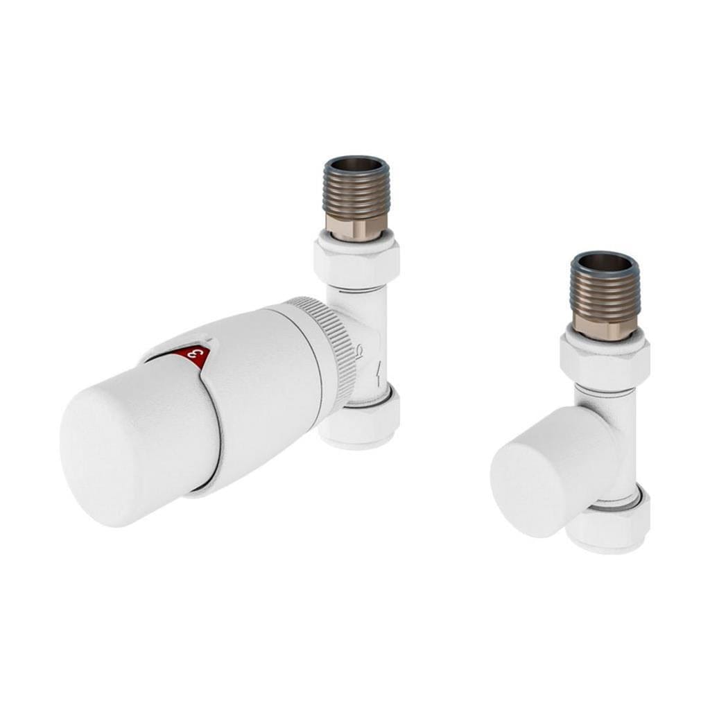 Eastbrook Radiator Valve Eastbrook Darlington Straight Thermostatic Radiator Valve with Lockshield (Pair) Matt White