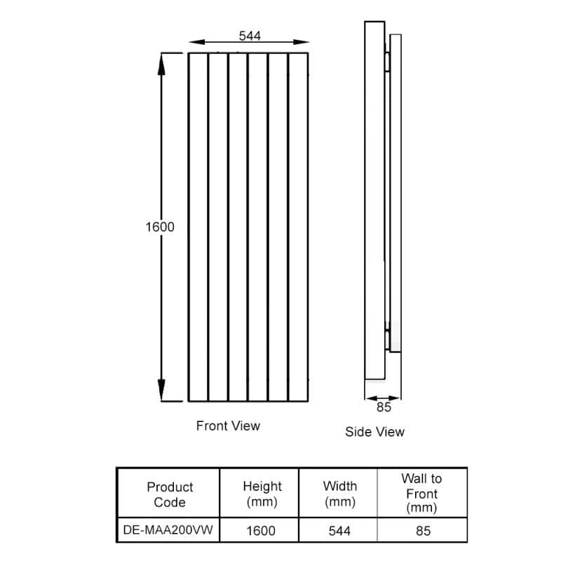 Aquarius Flat Panel Radiators Aquarius DigiTherm Programmable Electric Radiator with LCD Display in White