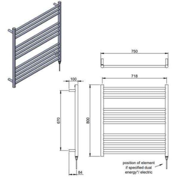Vogue Ladder Rails Vogue Pearl Straight Ladder Towel Rail in Polished Stainless Steel
