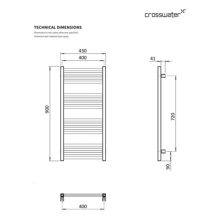 Crosswater Ladder Rail Crosswater MPRO Designer Vertical Towel Radiator in Brushed Brass