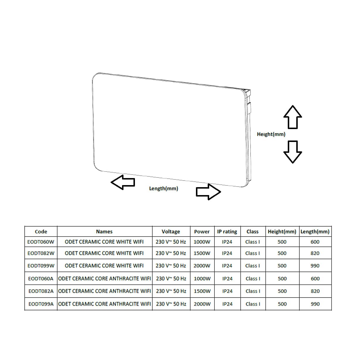 Reina Flat Panel Radiator Reina Odet Ceramic Core WiFi Electric Radiator