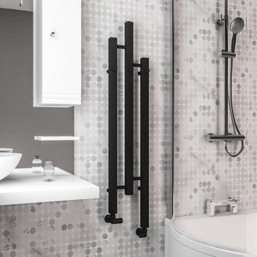 Eastbrook Designer Towel Radiators Eastbrook Conwy Vertical Designer Radiator - 1200 x 220mm - Matt Black Central Heating