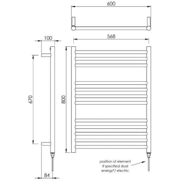 Vogue Ladder Rail Vogue Chube Straight Ladder Rail in Polished Stainless Steel