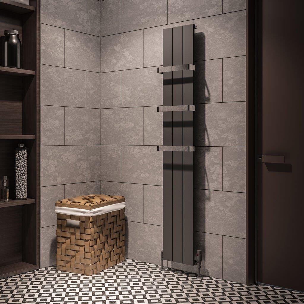 Eastbrook Panel Radiator Eastbrook Rosano Straight Vertical Aluminium Radiator in Matt Anthracite 1800 x 280mm / Central Heating