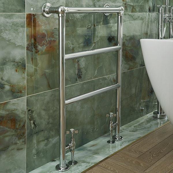 Heritage Traditional Towel Radiators Heritage Portland Traditional Heated Towel Rail - Floor Mounted - 850 x 575 - Vintage Gold - AHA76