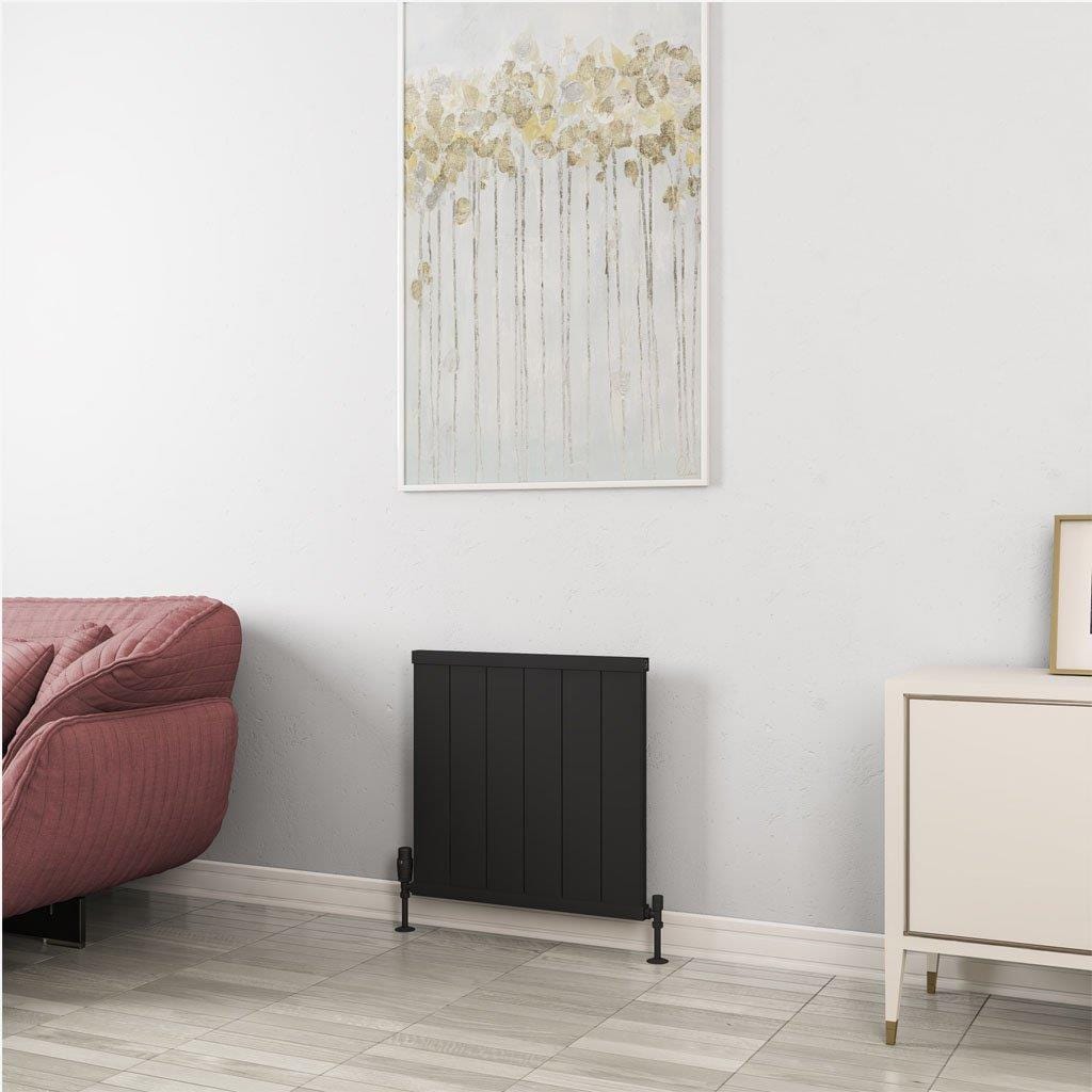 Eastbrook Panel Radiator Eastbrook Kingswood Slimline Horizontal Aluminium Radiator 600 x 610mm / Matt Black