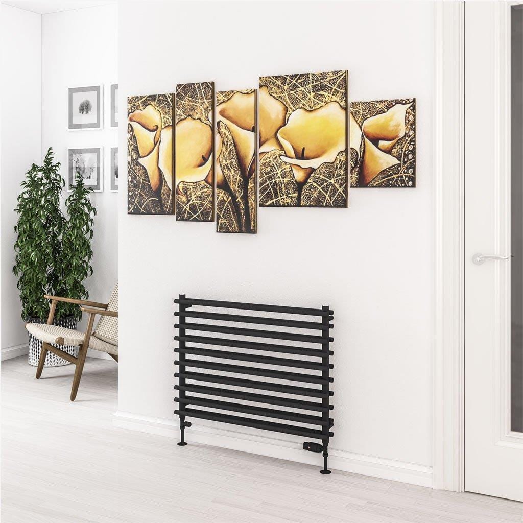 Eastbrook Designer Towel Radiator Eastbrook Murano Horizontal Designer Radiator in Matt Black 600 x 800mm