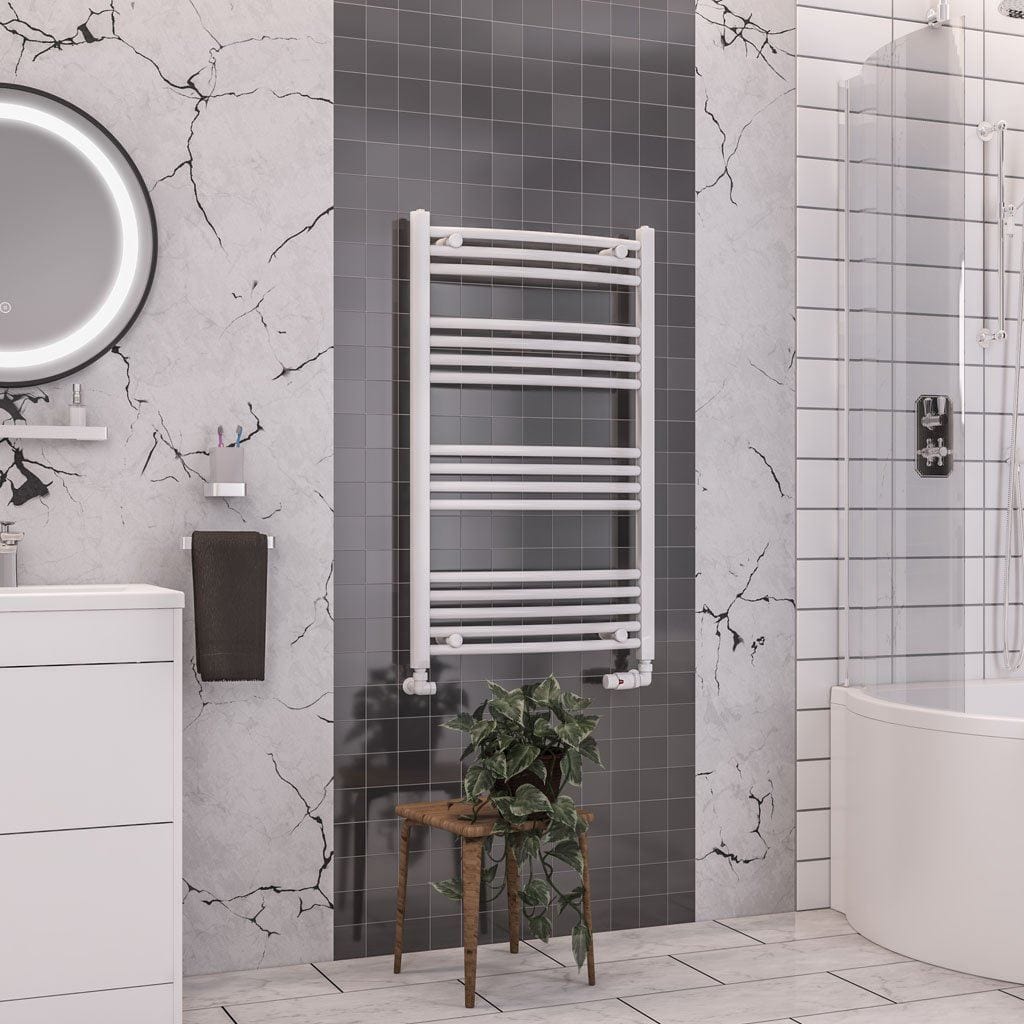 Eastbrook Wendover Curved Vertical Heated Towel Rail in White