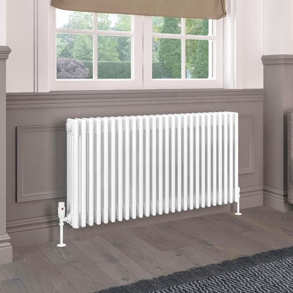 Eastbrook Column Radiator Eastbrook Rivassa Traditional 4 Column Radiator in Gloss White 600 x 1190 / Electric Only