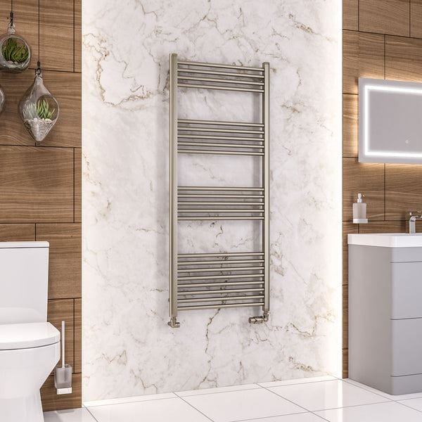 Eastbrook Ladder Rails Eastbrook Wendover Straight Heated Towel Rail in Brushed Brass 1400 x 600 / Central Heating