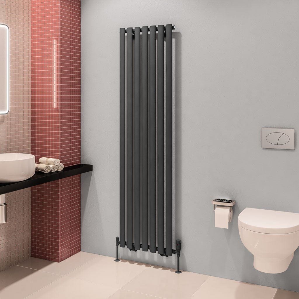 Eastbrook Panel Radiators Eastbrook Tunstall Straight Vertical Designer Radiator in Matt Anthracite 1800 x 490