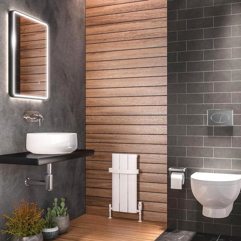 Eastbrook Panel Radiator Eastbrook Peretti Straight Vertical Aluminium Radiator in Matt White 600 x 280 / Dual Fuel