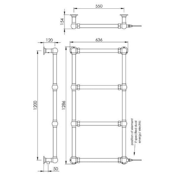 Vogue Traditional Towel Rail Vogue Grandeur Straight Wall Mounted Traditional Towel Rail in Chrome