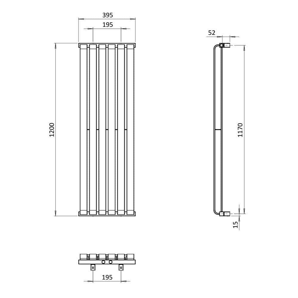 Crosswater Panel Radiator Crosswater Limit Vertical Designer Radiator in Black Matt