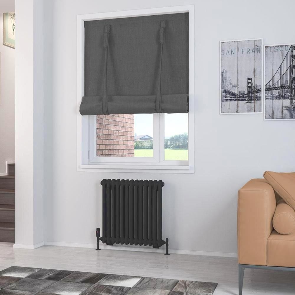 Eastbrook Column Radiator Eastbrook Rivassa Traditional 2 Column Radiator in Matt Black 600 x 608 / Electric Only