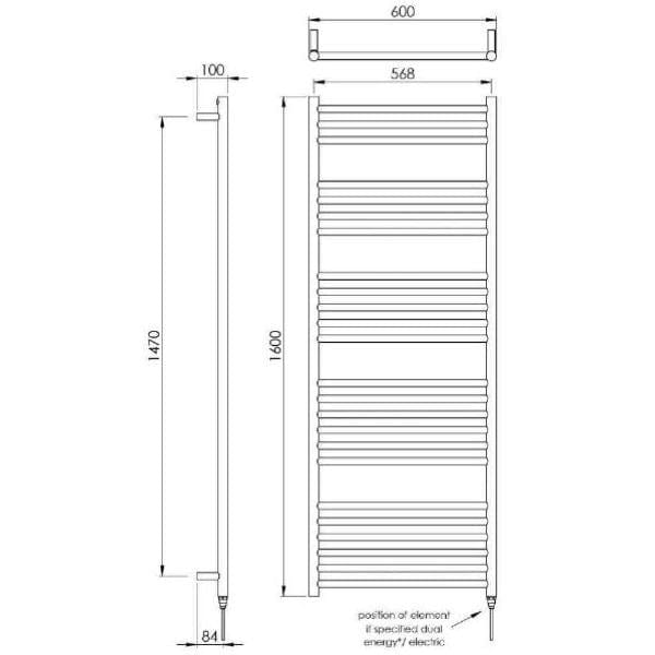 Vogue Ladder Rail Vogue Chube Straight Ladder Rail in Polished Stainless Steel