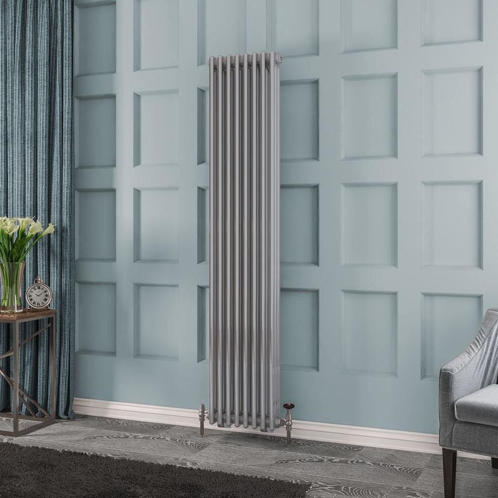 Eastbrook Column Radiator Eastbrook Rivassa Traditional 3 Column Radiator in Chrome Effect 1800 x 383 / Central Heating