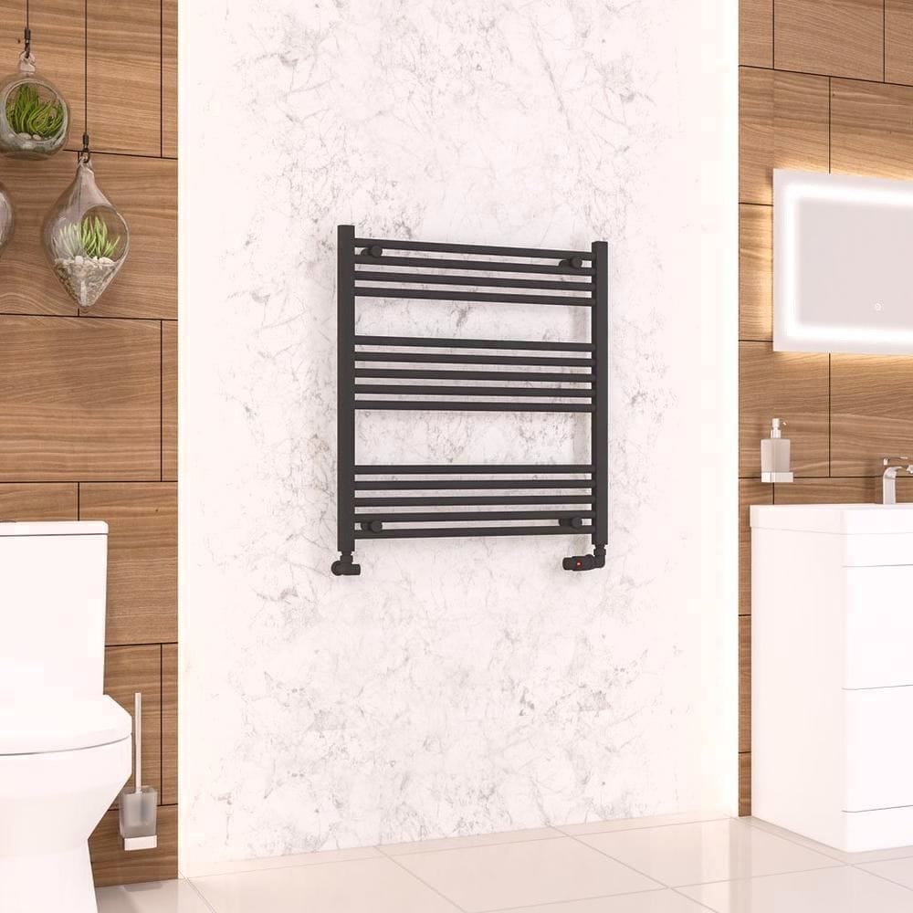 Eastbrook Ladder Rail Eastbrook Wendover Straight Vertical Heated Towel Rail in Matt Black 800 x 750 / Electric Only