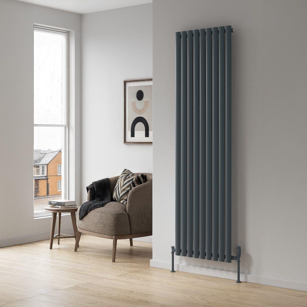Reina Panel Radiator Reina Neva Vertical Single Panel Central Heating Radiator 1800 x 531mm / Anthracite