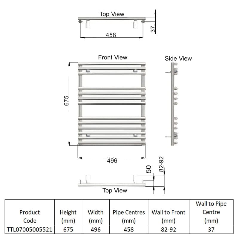 Redroom Designer Towel Radiators Redroom TT Lux Straight Vertical Heated Towel Rail in Quartz White