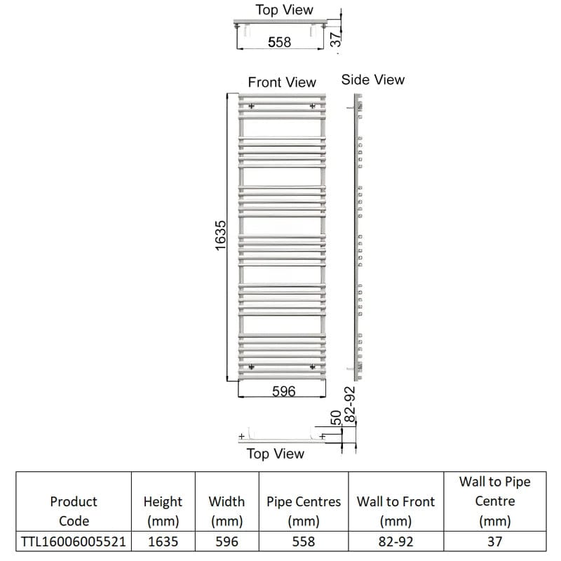 Redroom Designer Towel Radiators Redroom TT Lux Straight Vertical Heated Towel Rail in Quartz White