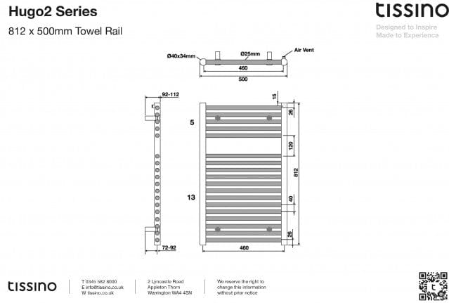 Tissino Ladder Rails Tissino Hugo2 Designer Towel Radiator in Arabica