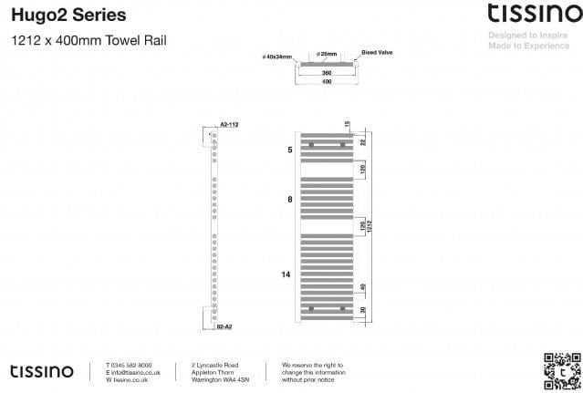 Tissino Ladder Rails Tissino Hugo2 Designer Towel Radiator in Arabica