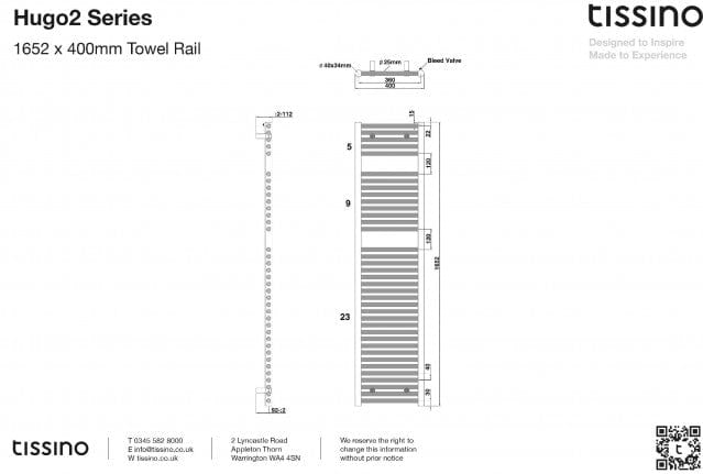 Tissino Ladder Rails Tissino Hugo2 Designer Towel Radiator in Chrome
