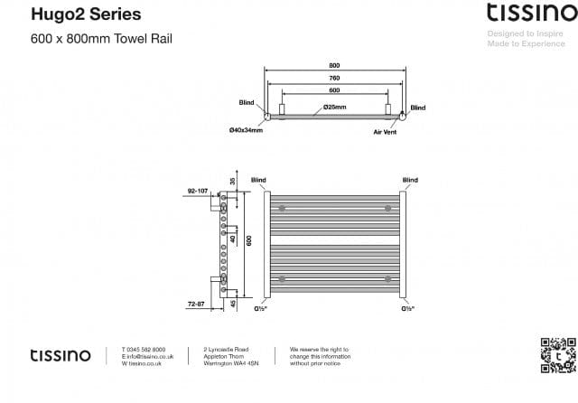 Tissino Ladder Rails Tissino Hugo2 Designer Towel Radiator in Arabica