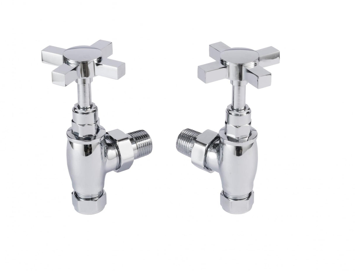 Vogue Radiator Valves Vogue Crosshead Traditional Manual Angled Radiator Valve - Chrome - VL008 15MMAP-CP