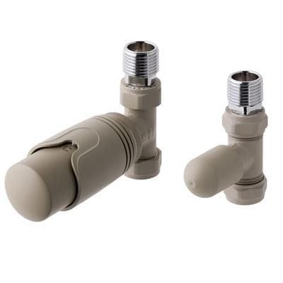 Totally Rads Eastbrook Biava Thermostatic Straight Radiator Valve and Lockshield - Matt Cappuccino - 41.3028