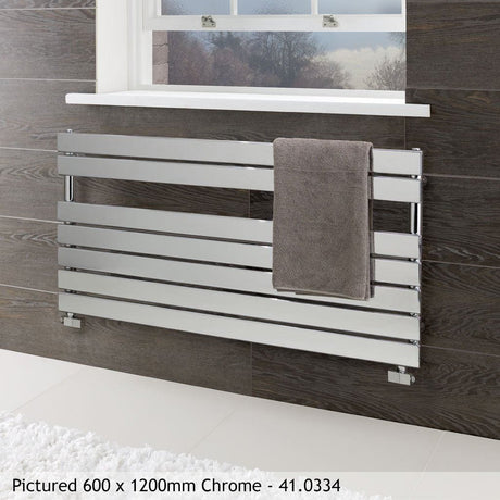 Totally Rads Eastbrook Staverton Tube on Tube Straight Vertical Heated Towel Rail in Chrome 600 x 1000 / Central Heating
