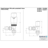 Eastbrook Radiator Valve Eastbrook Darlington Angled Thermostatic Radiator Valve with Lockshield (Pair)