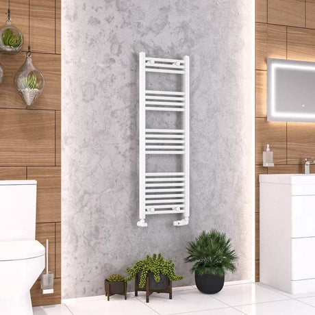 Eastbrook Ladder Rail Eastbrook Wendover Straight Vertical Heated Towel Rail in White 1200 x 400 / Electric Only