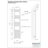 Eastbrook Wendover Straight Vertical Heated Towel Rail in White