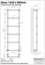 Eastbrook Traditional Towel Rail Eastbrook Stour Vertical Traditional Heated Towel Rail in Anthracite