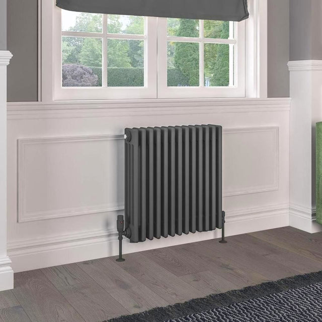 Eastbrook Column Radiator Eastbrook Rivassa Traditional 4 Column Radiator in Matt Anthracite 600 x 605 / Electric Only