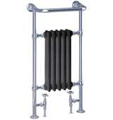 Heritage Baby Clifton Traditional Straight Vertical Heated Towel Radiator - 940 x 498 - Chrome/Black - AHC80