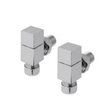 Eastbrook Square Head Angled Manual Radiator Valves Pair - Chrome - 12.036