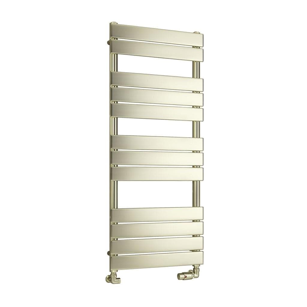 Eastbrook Designer Towel Radiator Eastbrook Staverton Tube On Tube Straight Radiator in Brushed Brass 1200 x 500 / Dual Fuel