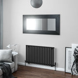 Eastbrook Panel Radiator Eastbrook Tunstall Straight Horizontal Designer Radiator in Matt Black 600 x 1002mm