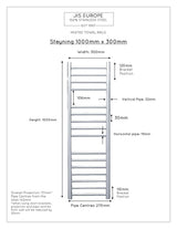 JIS Ladder Rail JIS Sussex Steyning Vertical Stainless Steel Heated Towel Rail